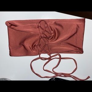 Dusty rose coppery strapless bandeau bikini